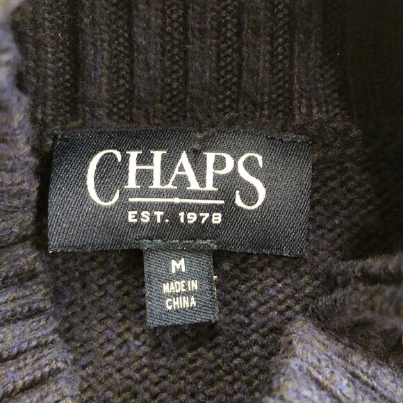 Chaps Navy White Striped Button Shoulder Sweater Medium Nautical Coastal Preppy - Picture 7 of 10